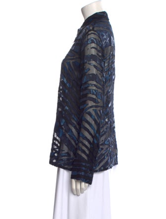 Escada Animal Print Long Sleeve Button-Up Top