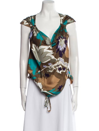 Escada Silk Floral Print Blouse
