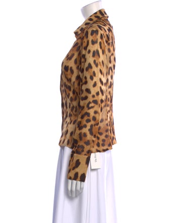 Escada Silk Animal Print Button-Up Top