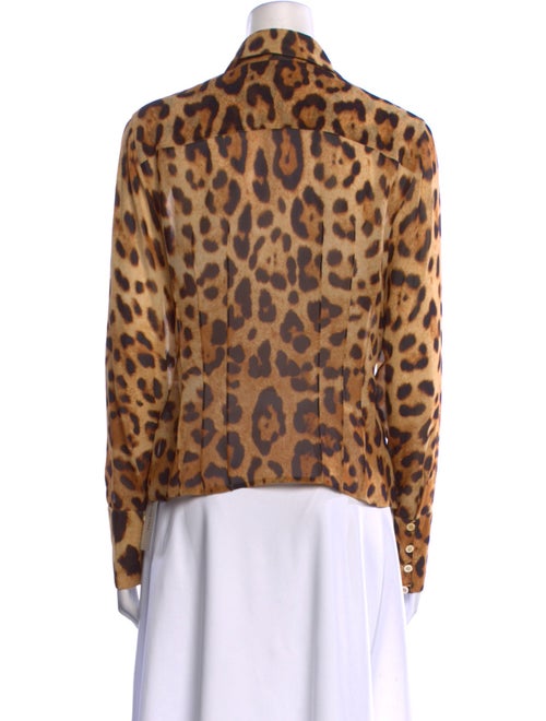 Escada Silk Animal Print Button-Up Top