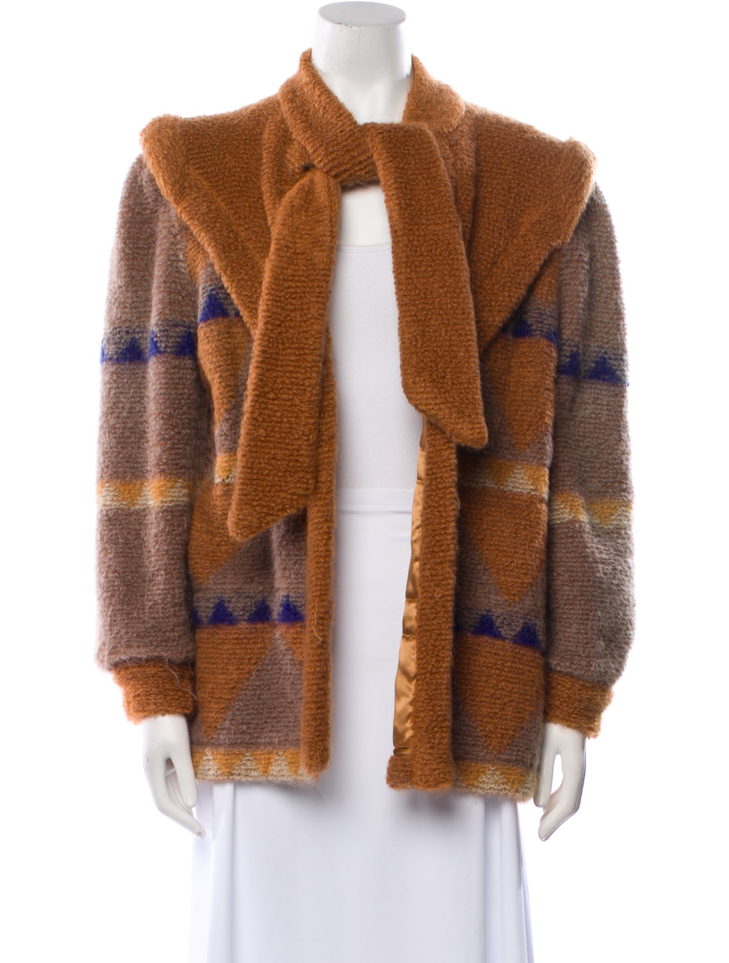 Escada Plaid Print Fur Jacket