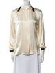 Escada Satin Long Sleeve Button-Up Top