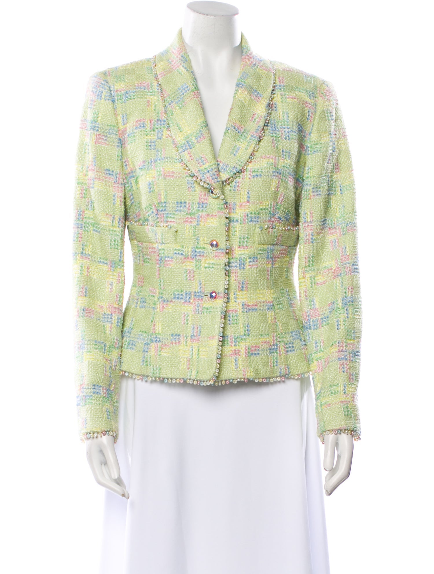 Escada Wool Plaid Print Blazer