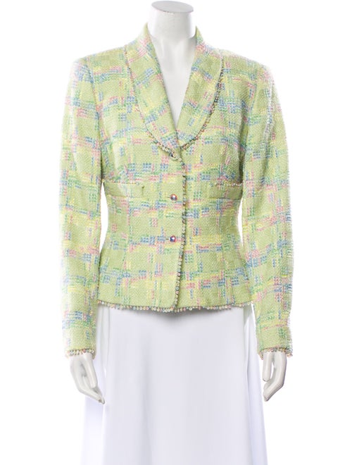 Escada Wool Plaid Print Blazer