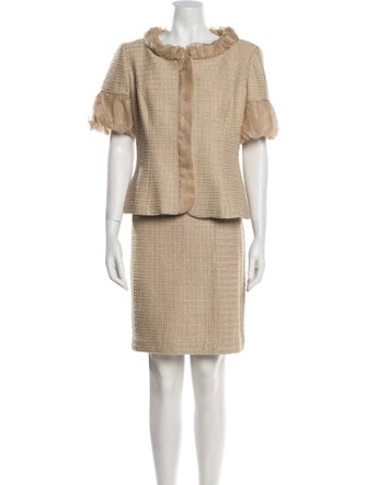 Escada Nylon Glitter Accents Skirt Suit