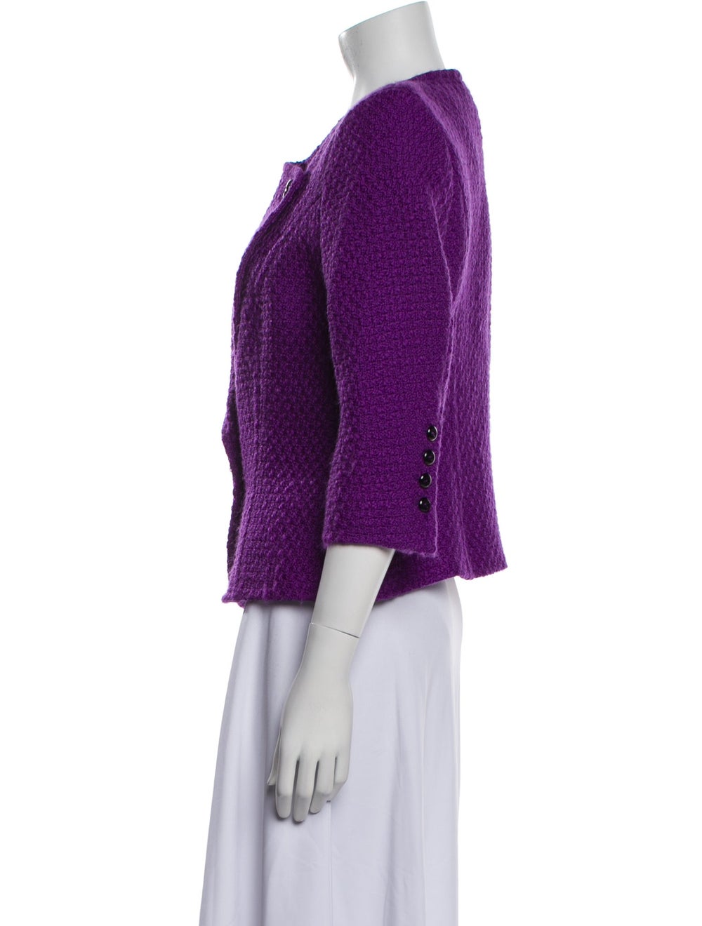 Escada Wool Evening Jacket Purple Collarless - image 2