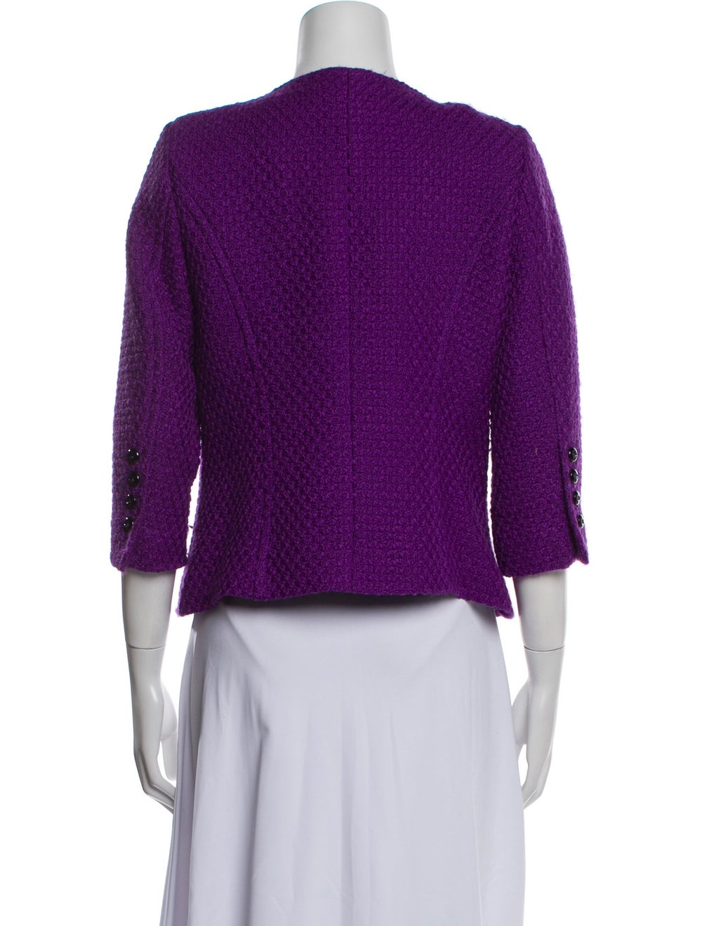 Escada Wool Evening Jacket Purple Collarless - image 3