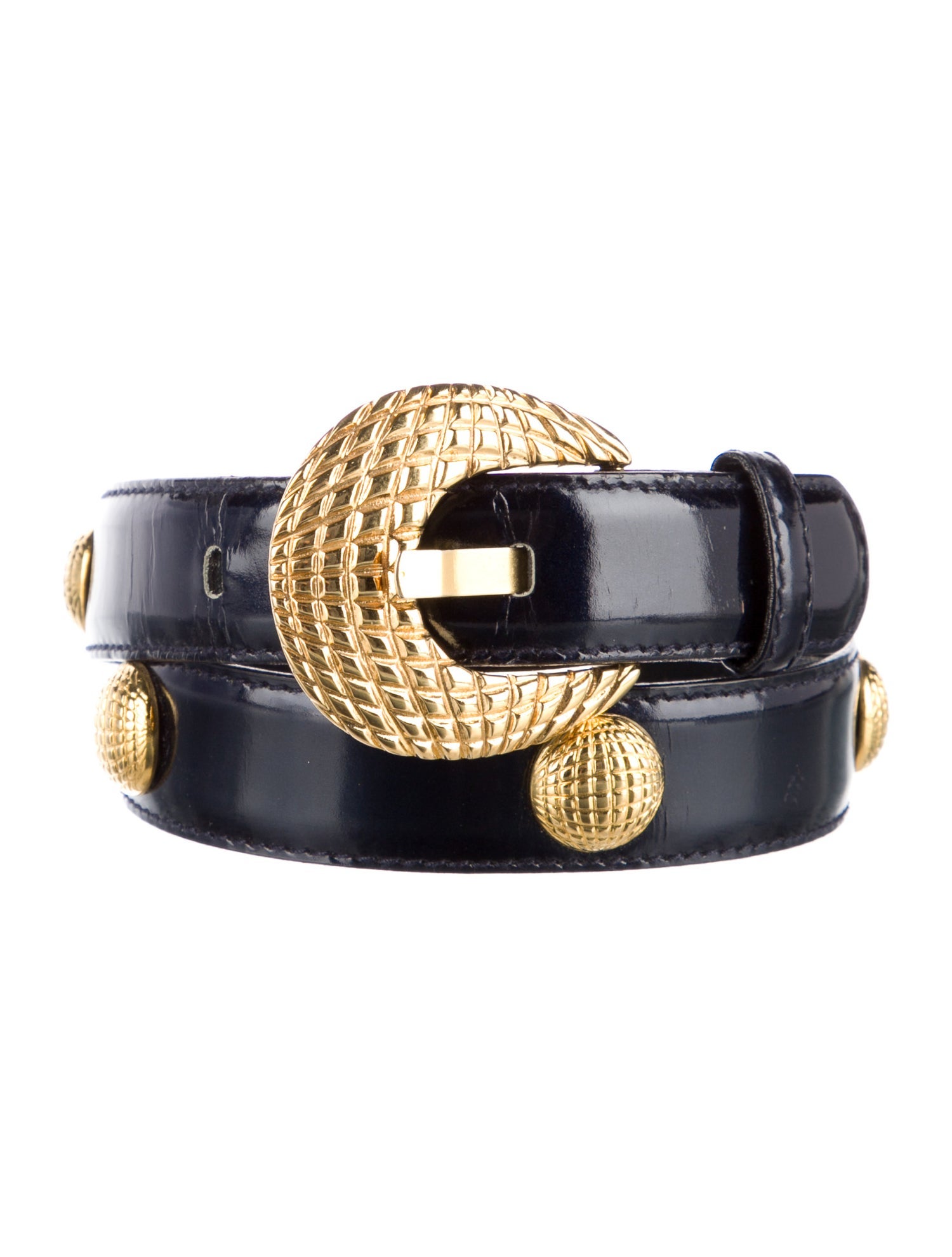 Escada Patent Leather Studded Accents Belt