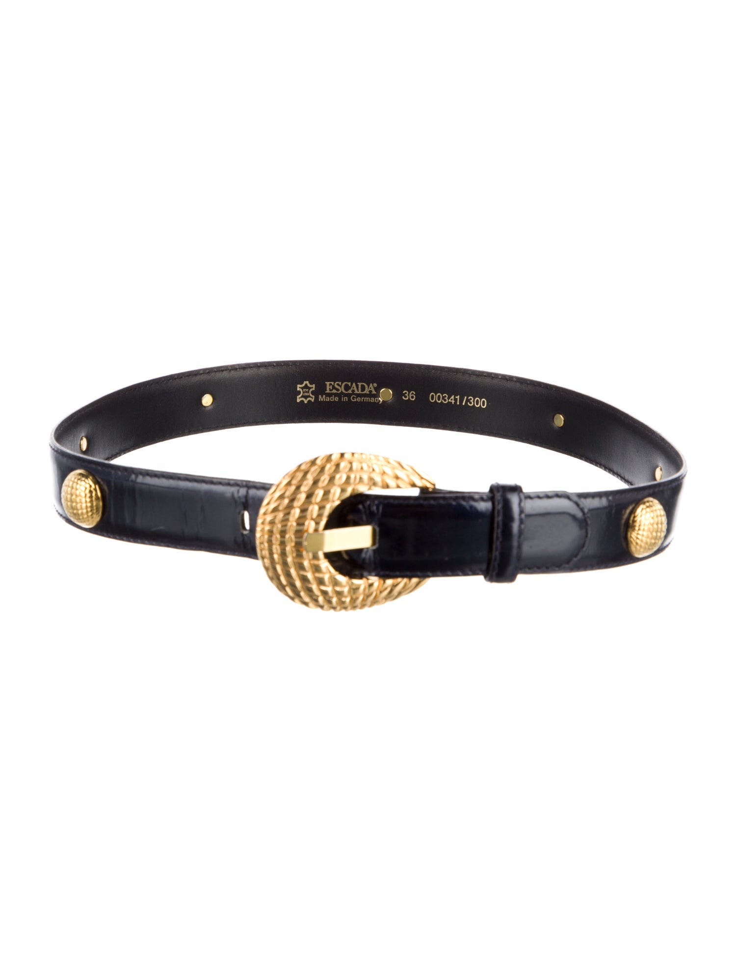 Escada Patent Leather Studded Accents Belt