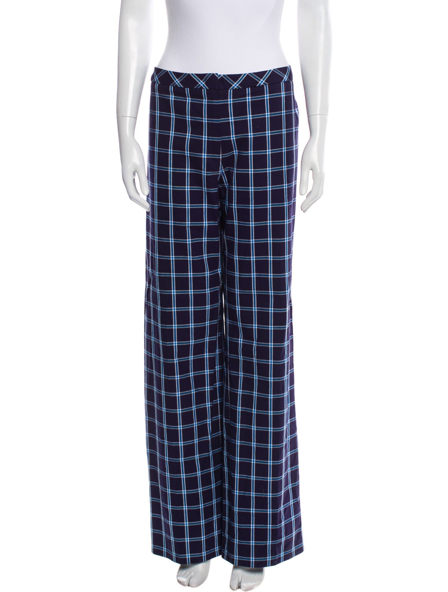 Escada Plaid Print Wide Leg Pants