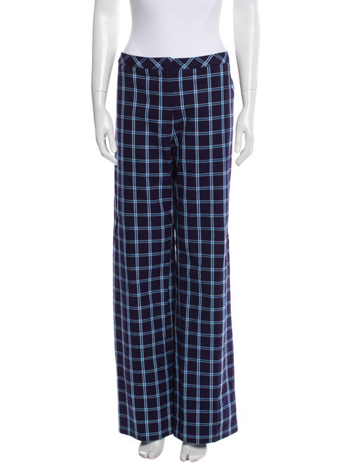 Escada Plaid Print Wide Leg Pants
