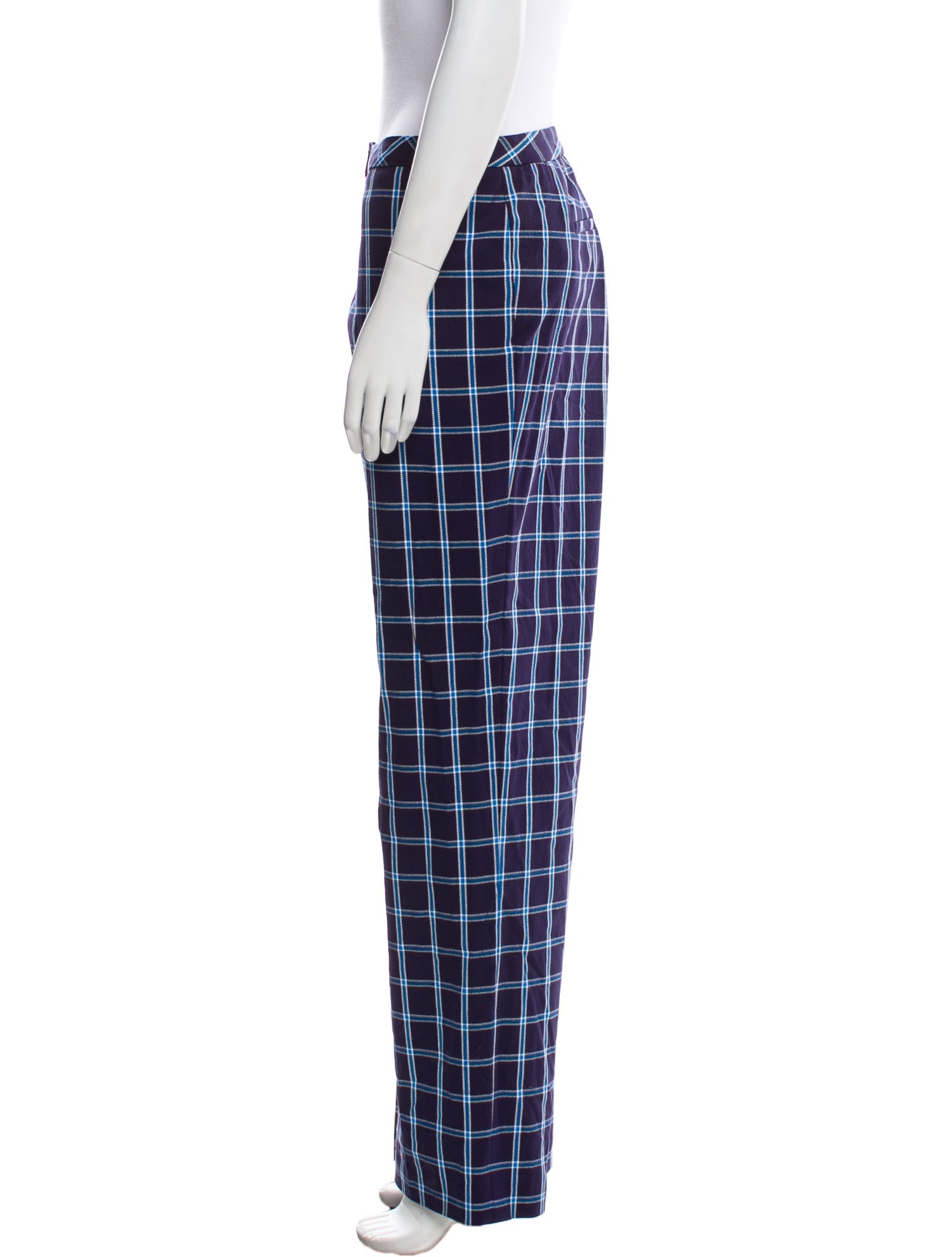 Escada Plaid Print Wide Leg Pants