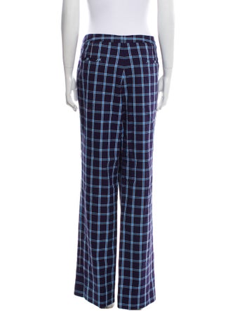 Escada Plaid Print Wide Leg Pants