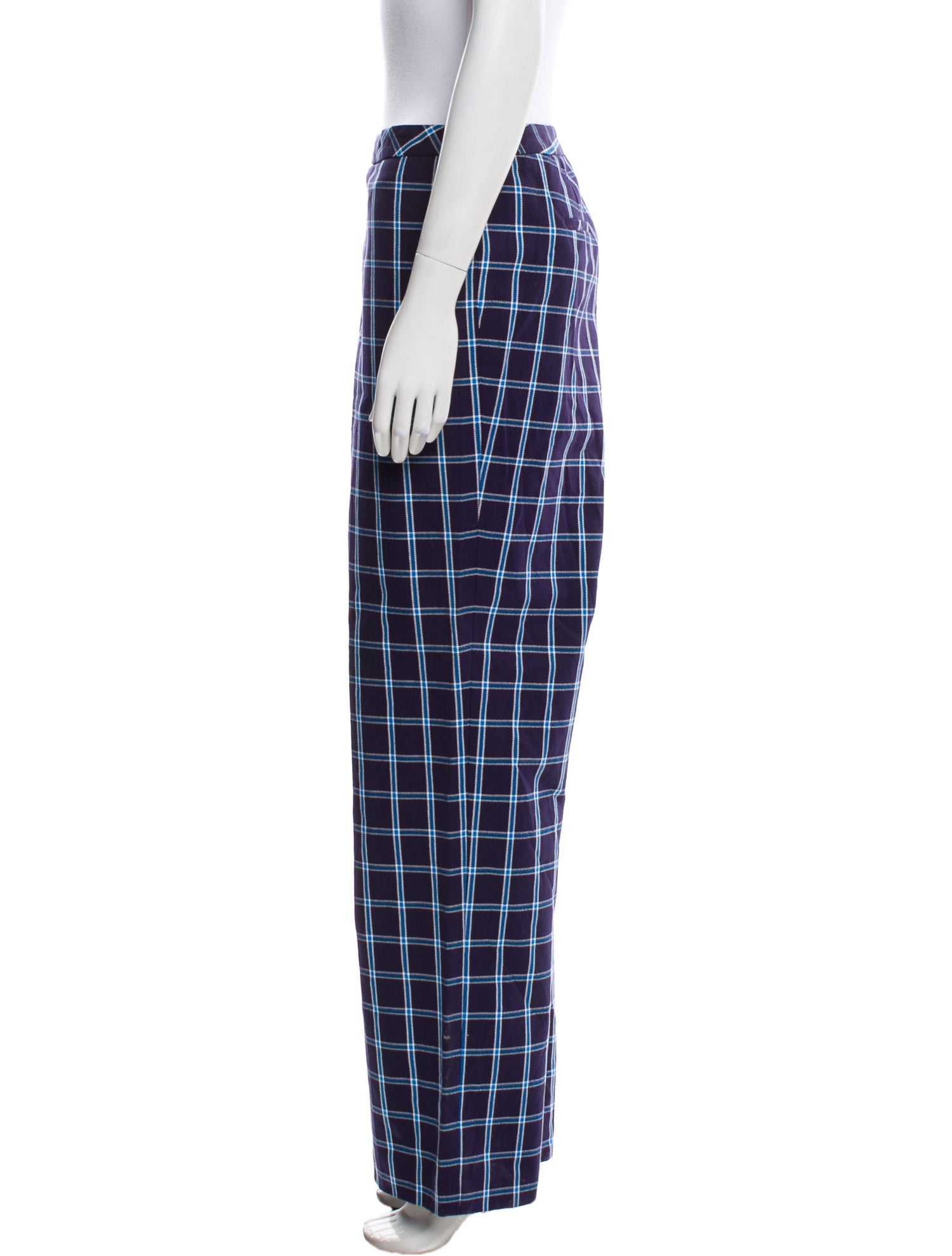 Escada Plaid Print Wide Leg Pants