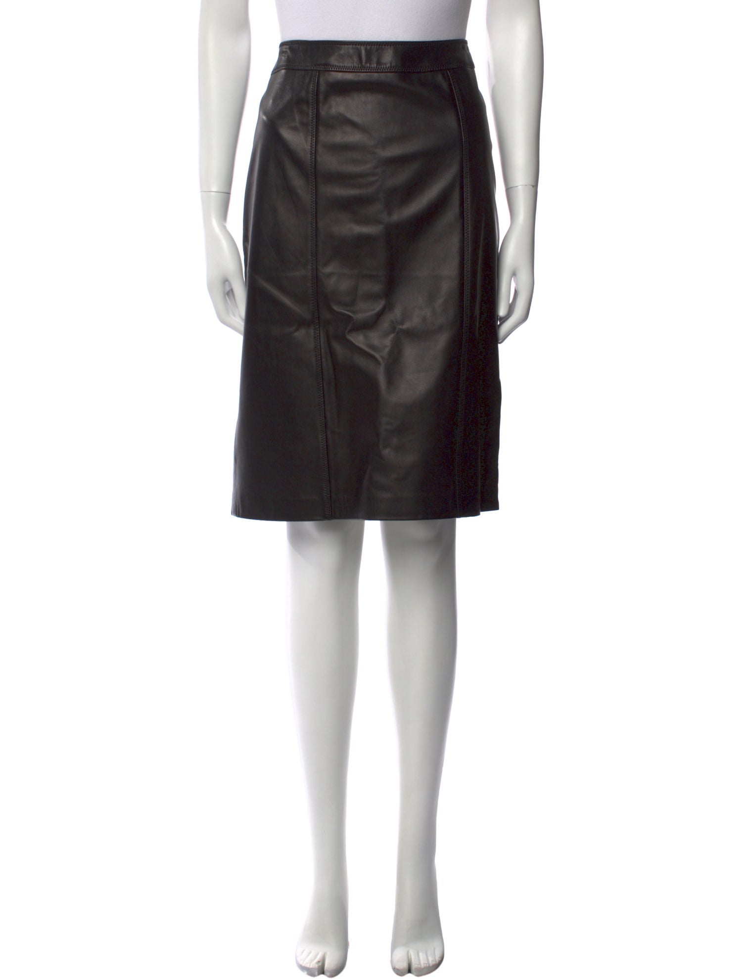 Escada Lambskin Knee-Length Skirt
