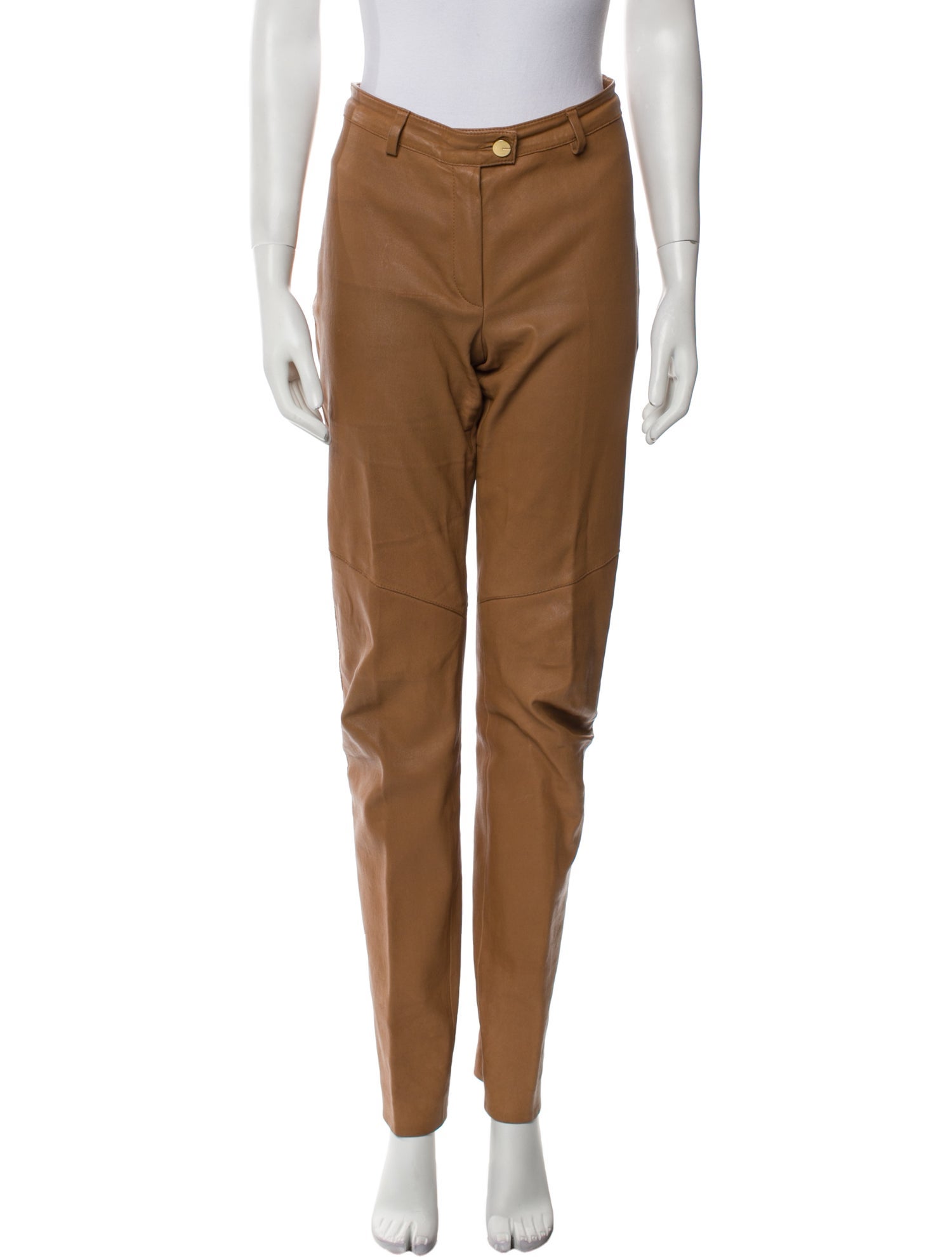 Escada Lamb Leather Straight Leg Pants