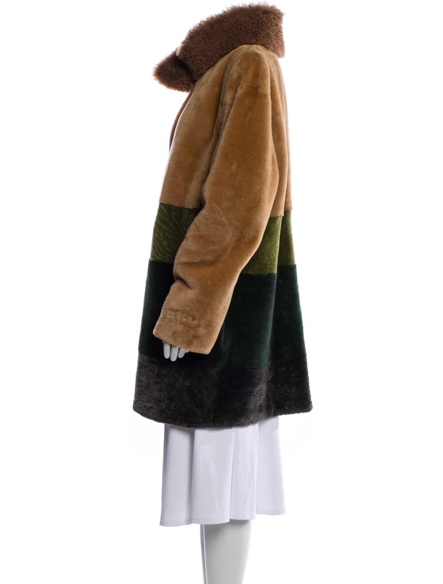 Escada Shearling Plaid Print Fur Coat