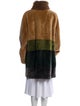 Escada Shearling Plaid Print Fur Coat