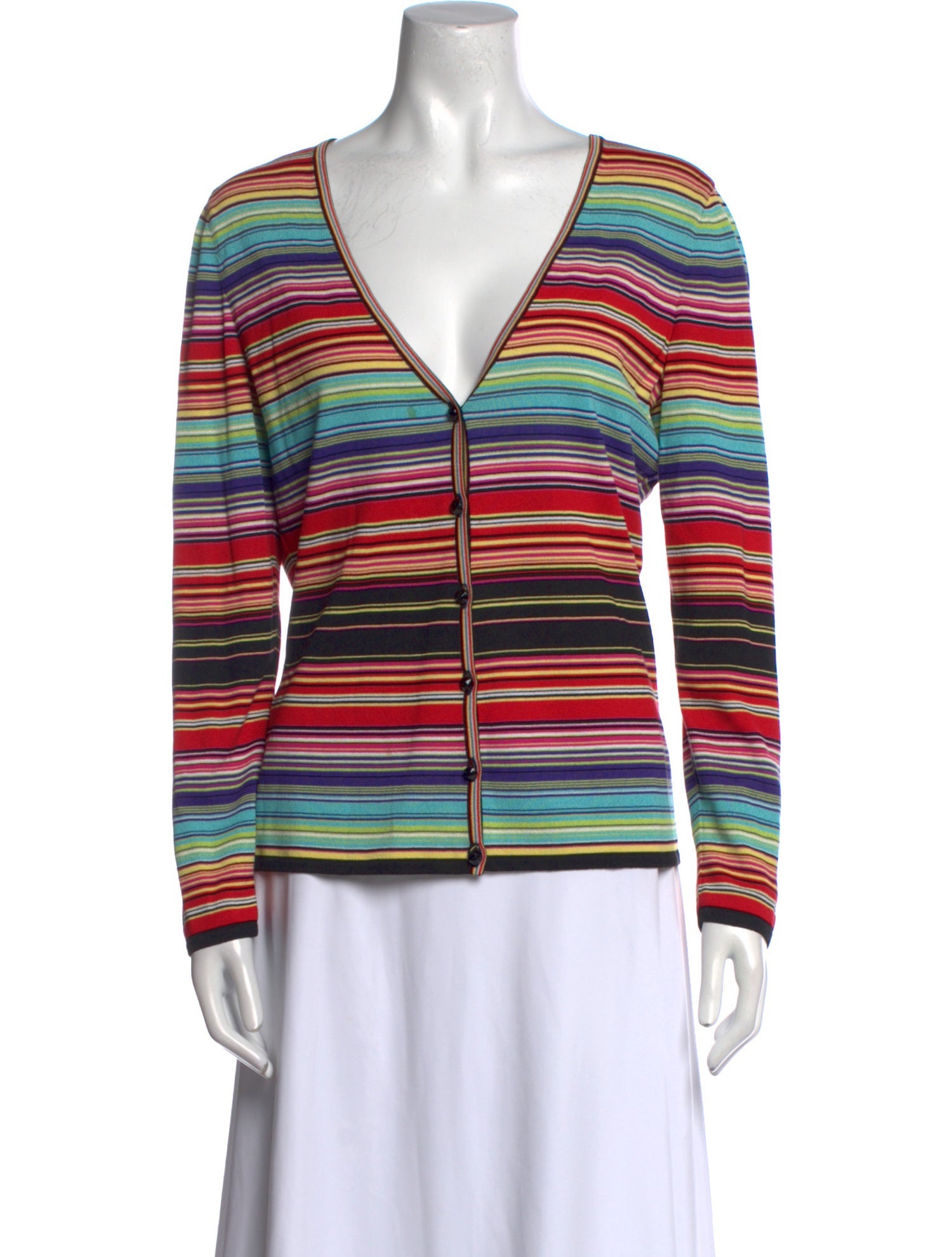 Escada Striped V-Neck Top