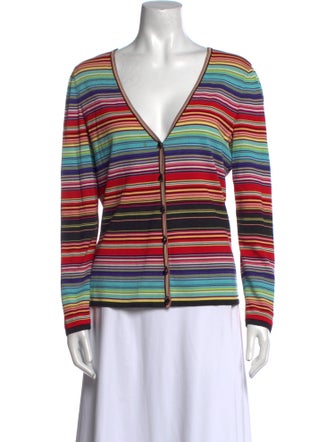 Escada Striped V-Neck Top