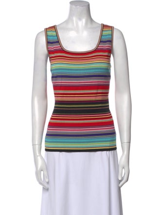 Escada Striped Scoop Neck Top