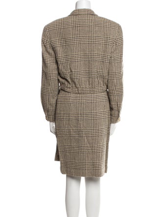 Escada Wool Plaid Print Skirt Suit