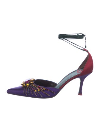 Escada Satin Printed D'Orsay Pumps