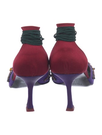 Escada Satin Printed D'Orsay Pumps