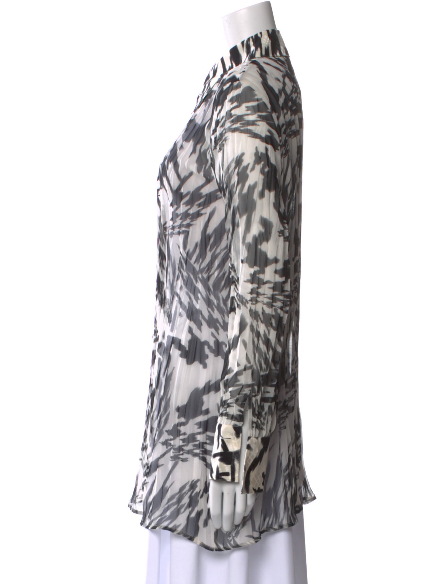 Escada Printed Long Sleeve Button-Up Top