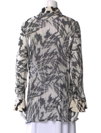 Escada Printed Long Sleeve Button-Up Top