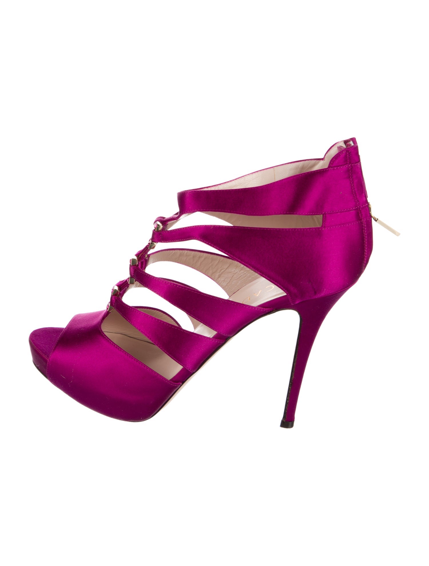 Escada Satin Crystal Embellishments Gladiator Sandals