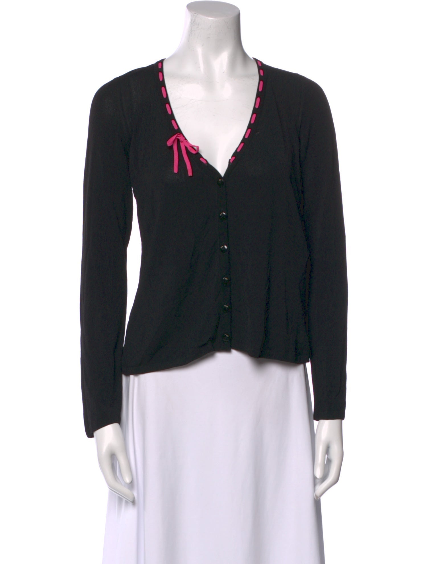 Escada V-Neck Long Sleeve Crop Top