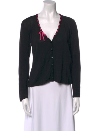 Escada V-Neck Long Sleeve Crop Top