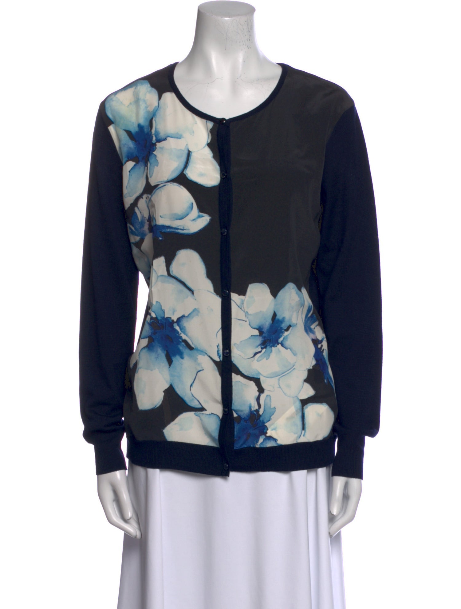 Escada Virgin Wool Floral Print Sweater