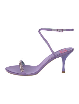 Escada Satin Crystal Embellishments Sandals