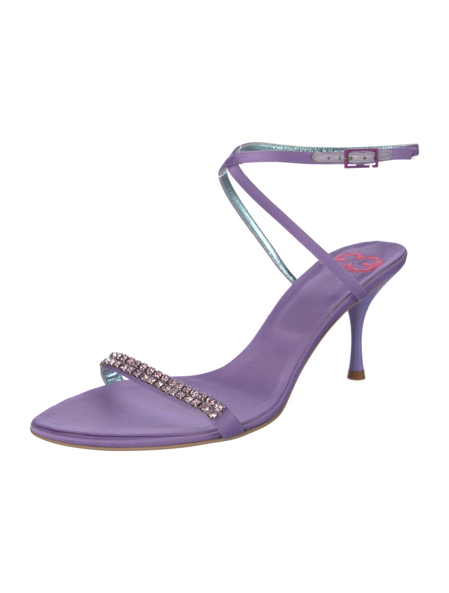 Escada Satin Crystal Embellishments Sandals
