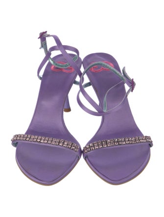 Escada Satin Crystal Embellishments Sandals