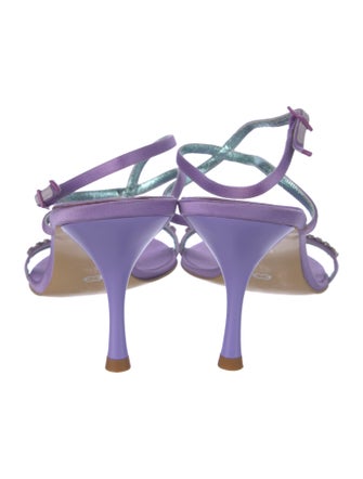Escada Satin Crystal Embellishments Sandals