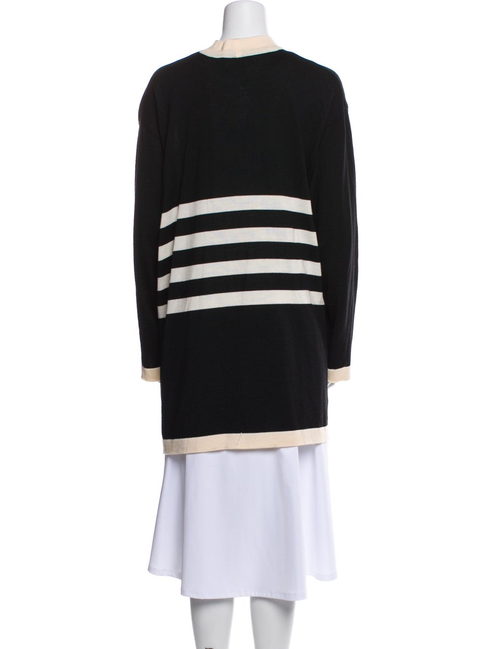 Escada Wool Jacket Black Striped Collarless - image 3