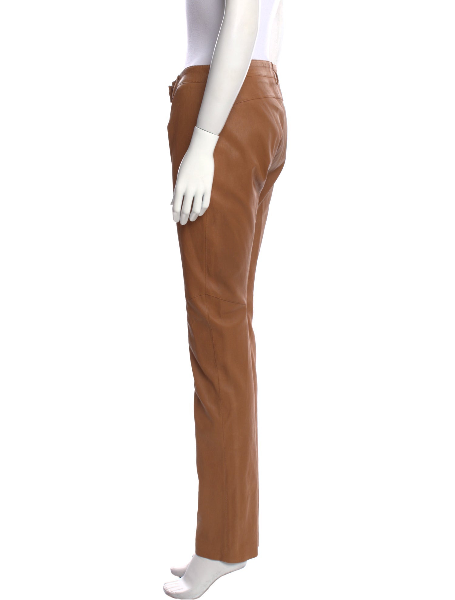 Escada Leather Straight Leg Pants