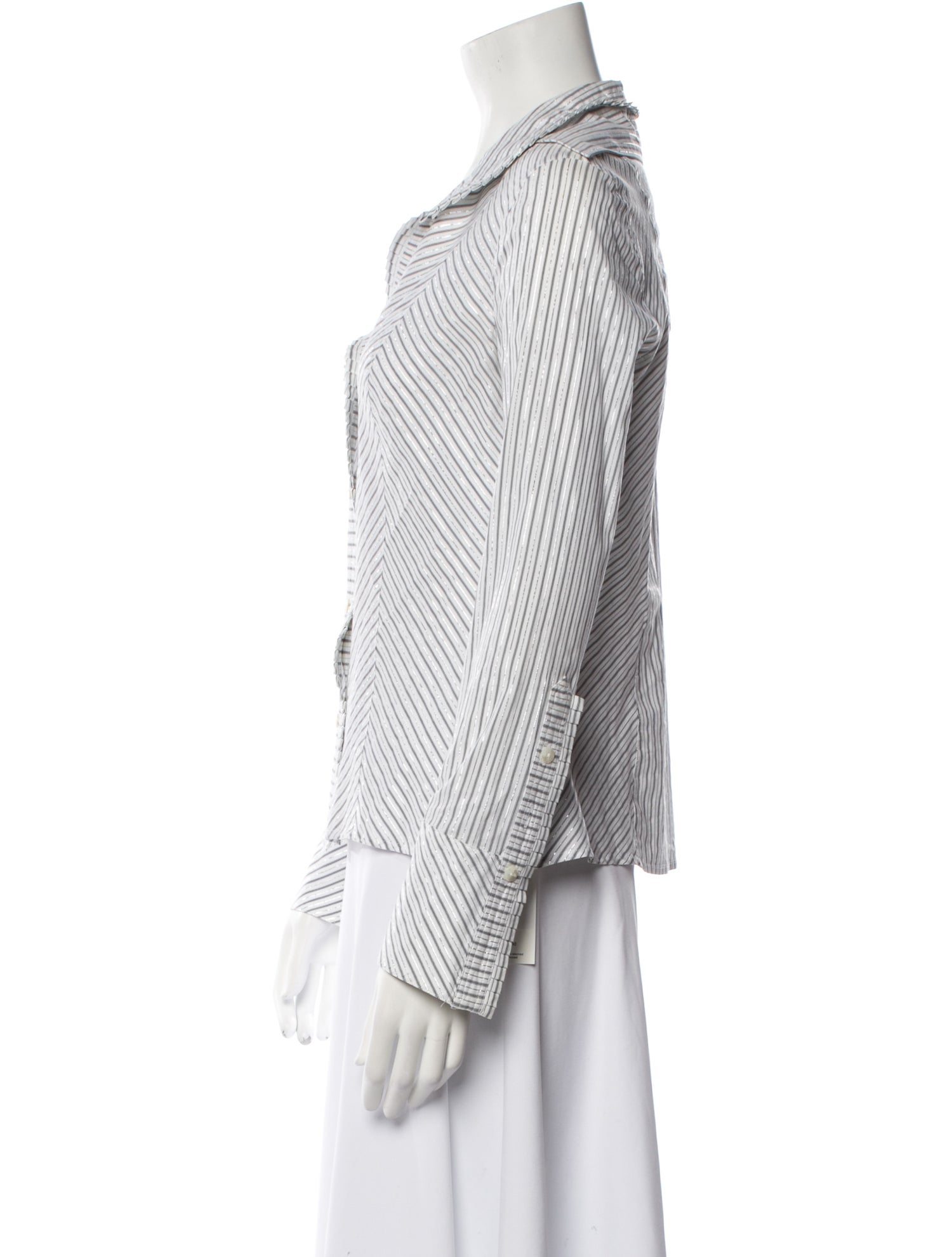 Escada Striped V-Neck Blouse