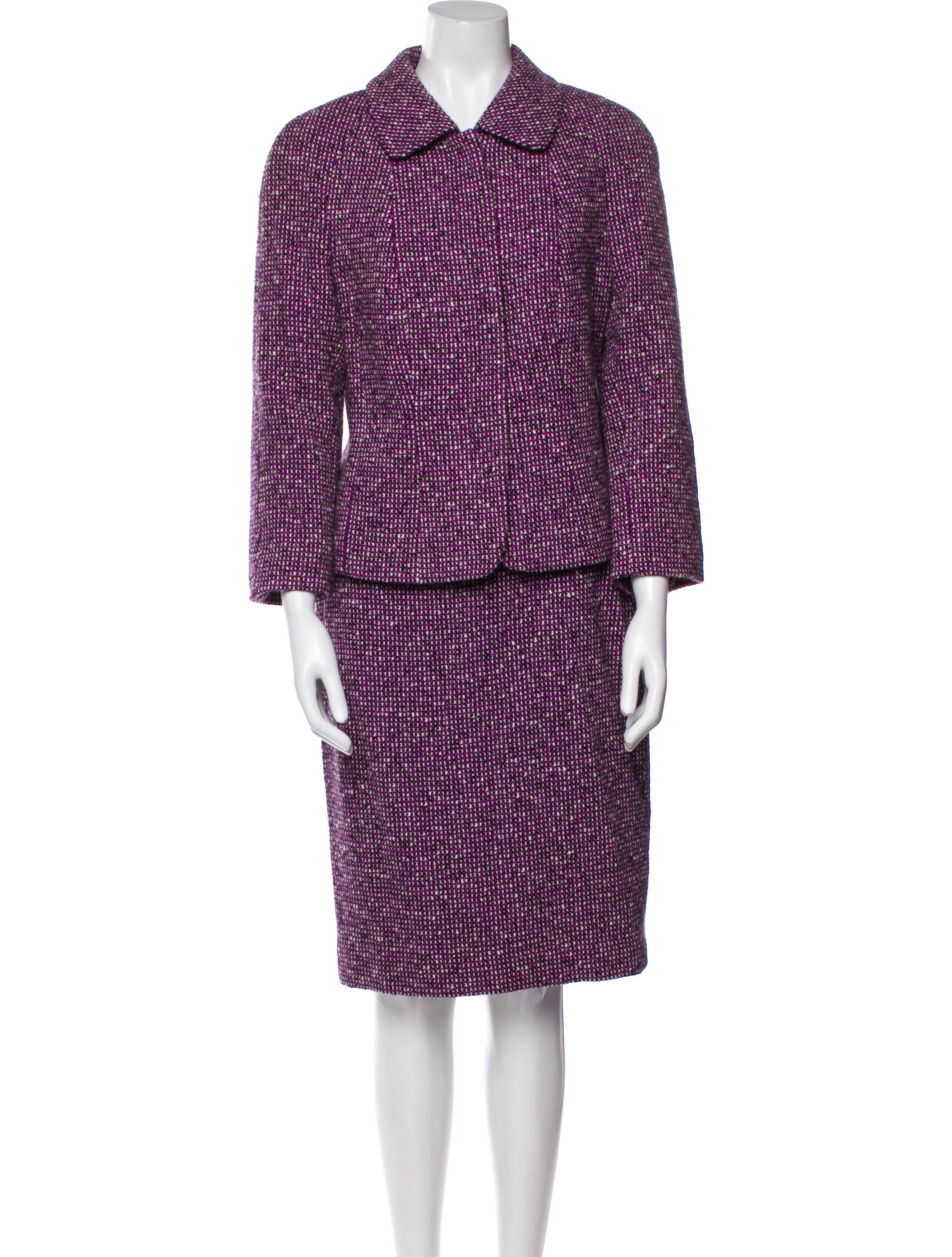 Escada Virgin Wool Tweed Pattern Skirt Set