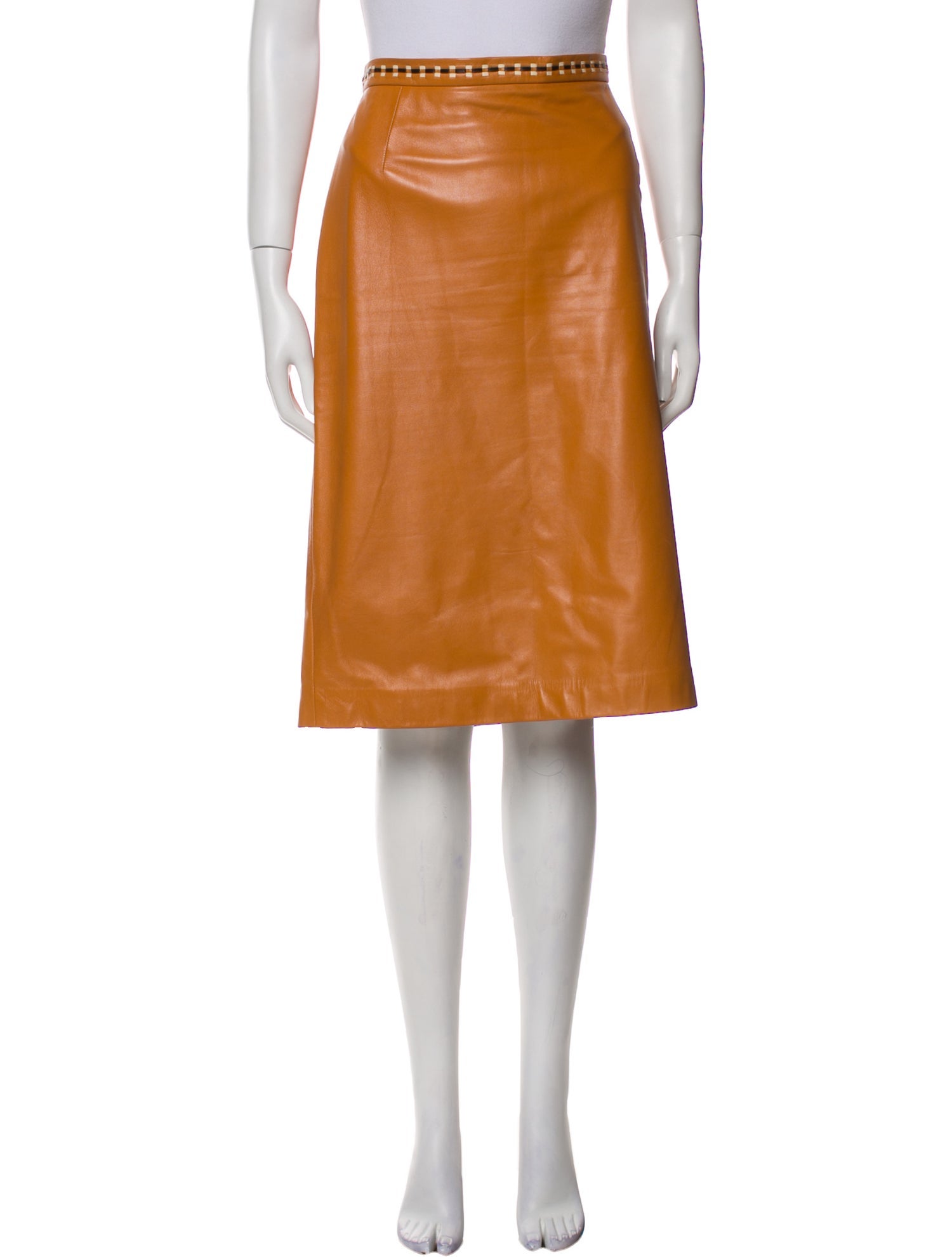 Escada Lamb Leather Knee-Length Skirt