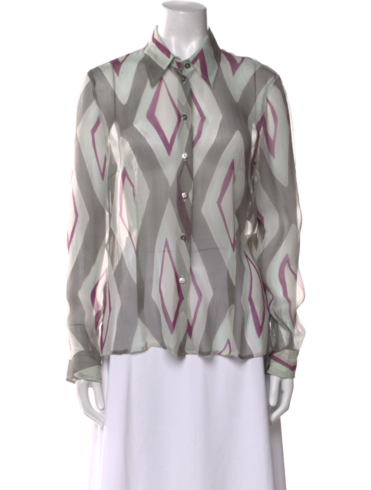 Escada Silk Printed Button-Up Top