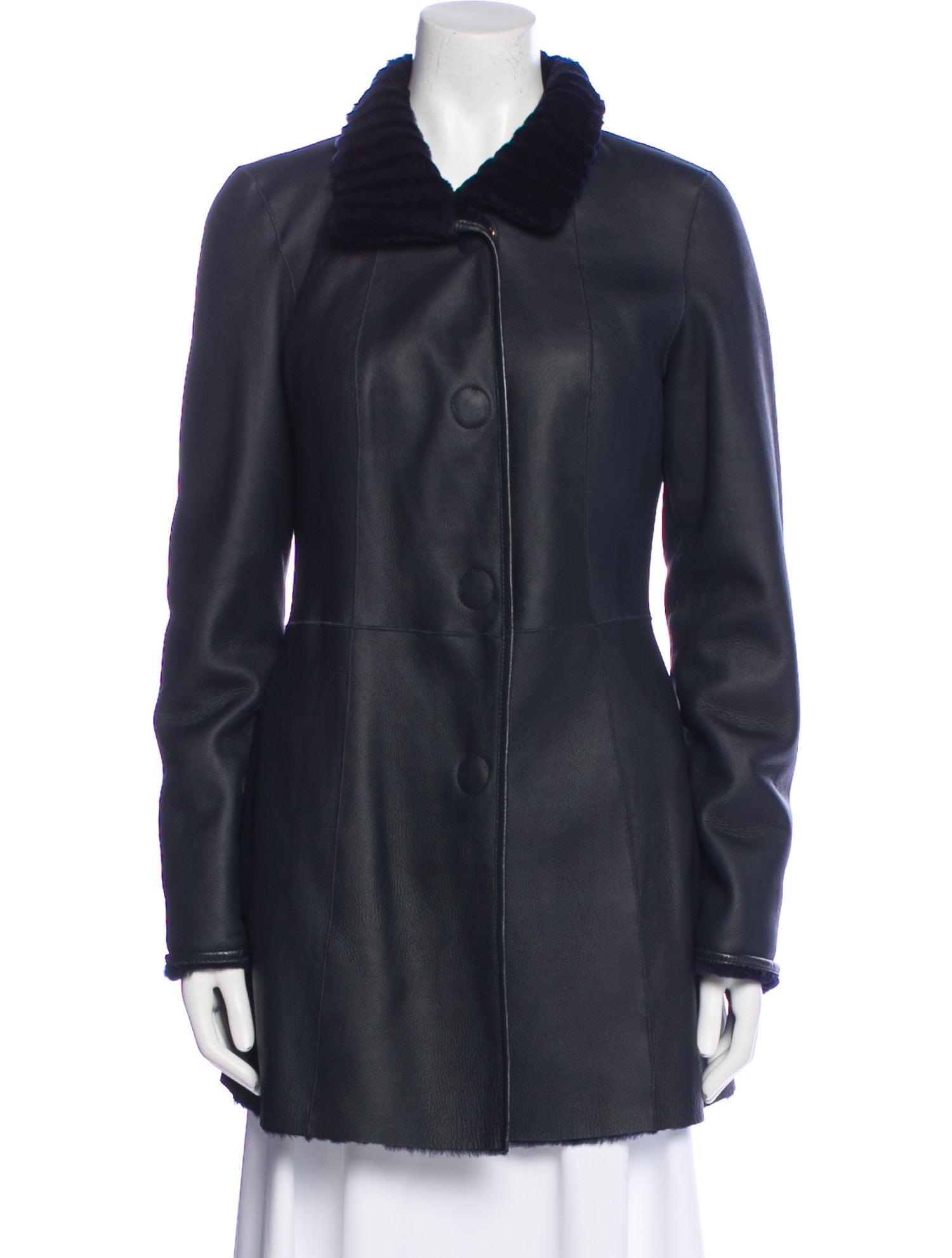 Escada Lamb Leather Peacoat