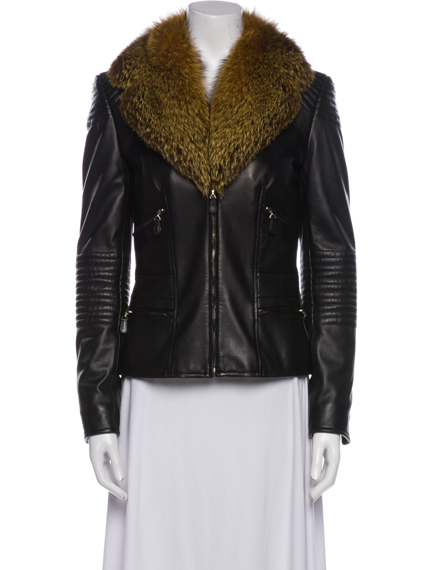 Escada Lamb Leather Biker Jacket