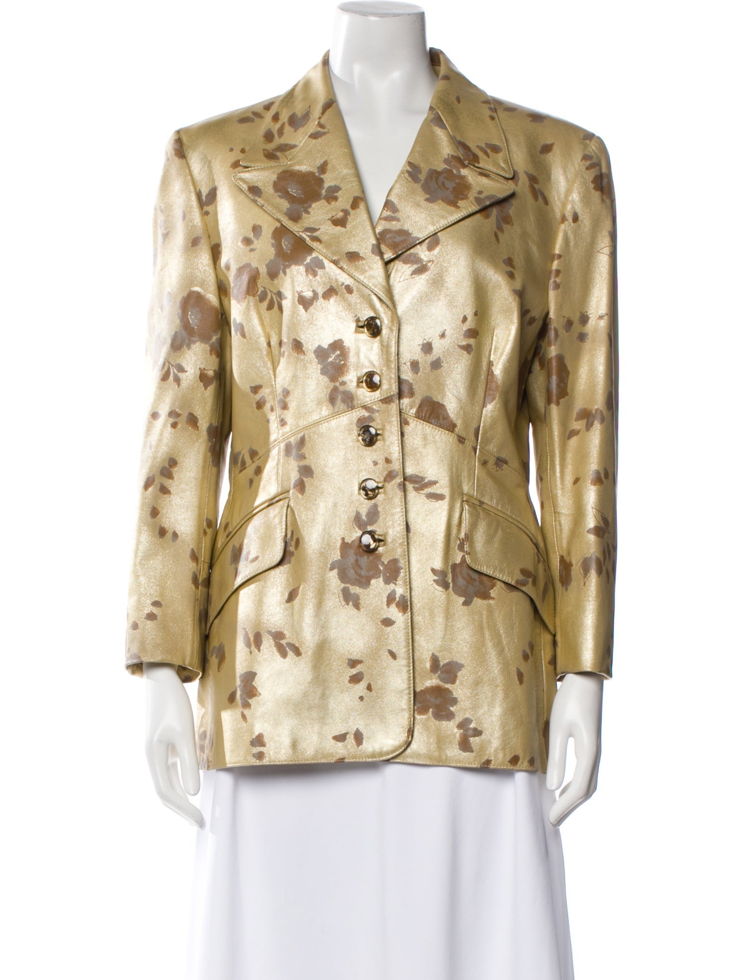 Escada Leather Floral Print Blazer