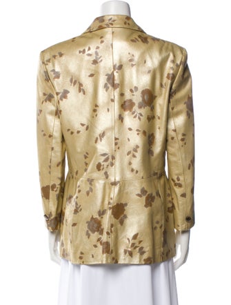 Escada Leather Floral Print Blazer