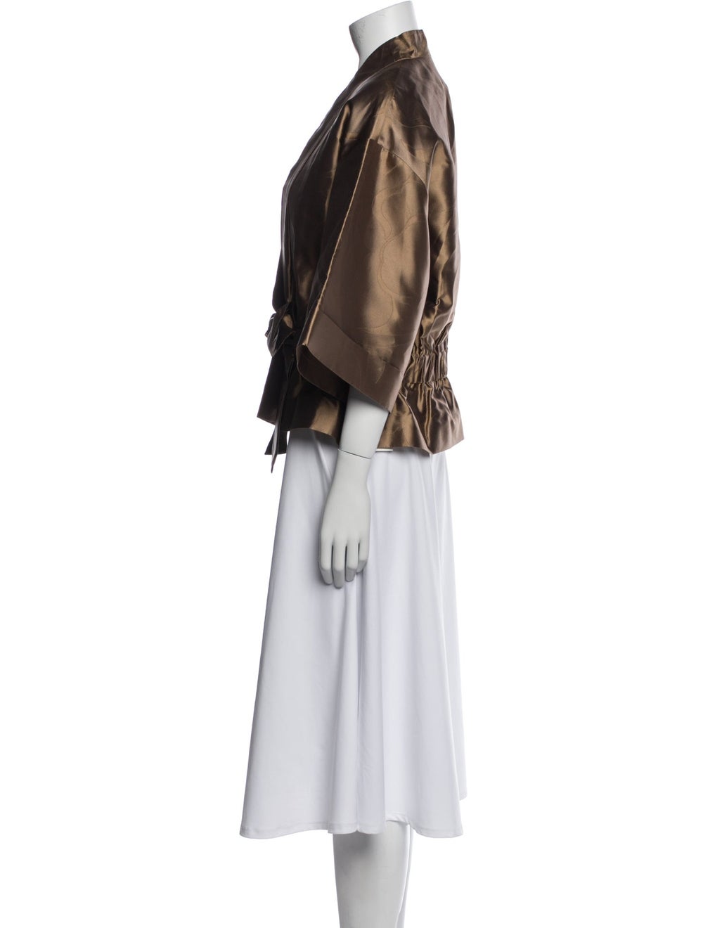 Escada Silk Jacket Brown Ruffle Embellishment & D… - image 2