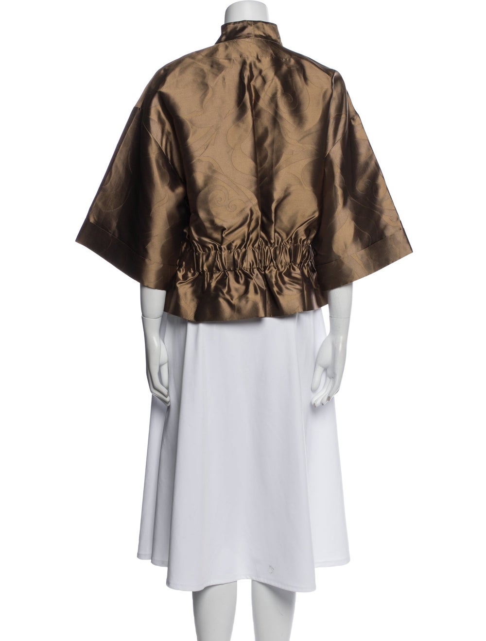 Escada Silk Jacket Brown Ruffle Embellishment & D… - image 3